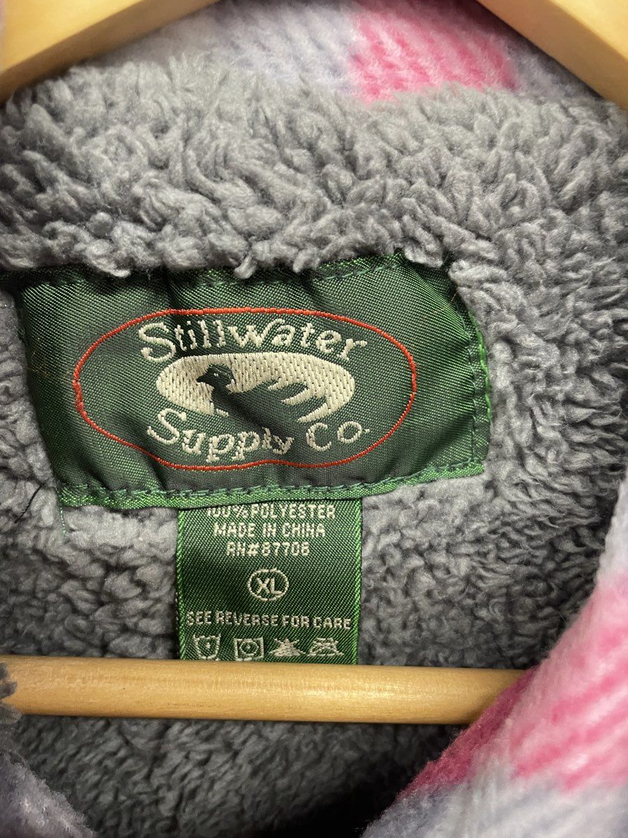 Stillwater Supply Co Men's Pink Gray Plaid Sherpa Lined Fleece Jacket Sz XL