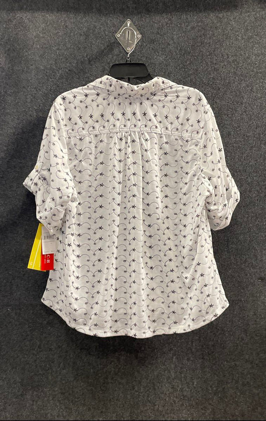 Cathy Daniels Women's White Black Floral Embroidered Polo Collar Shirt Sz 1X NWT