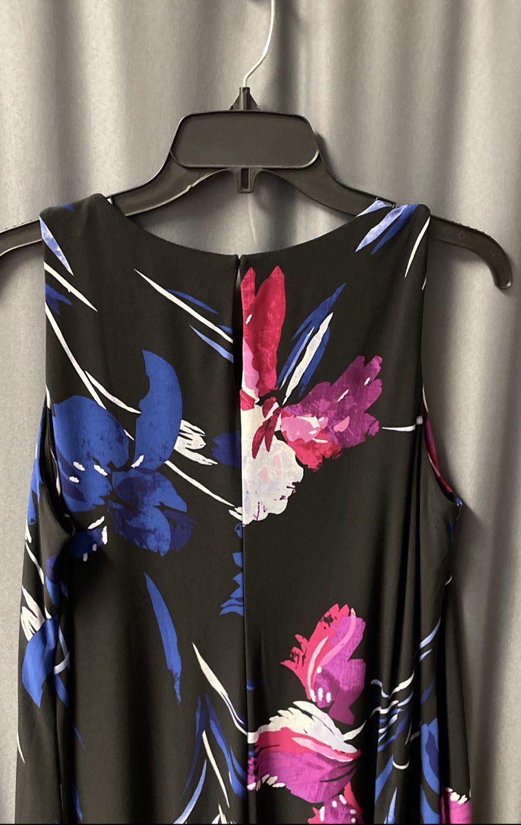 Lauren Ralph Lauren Women's Black Floral Print Sleeveless Shift Dress Size 12