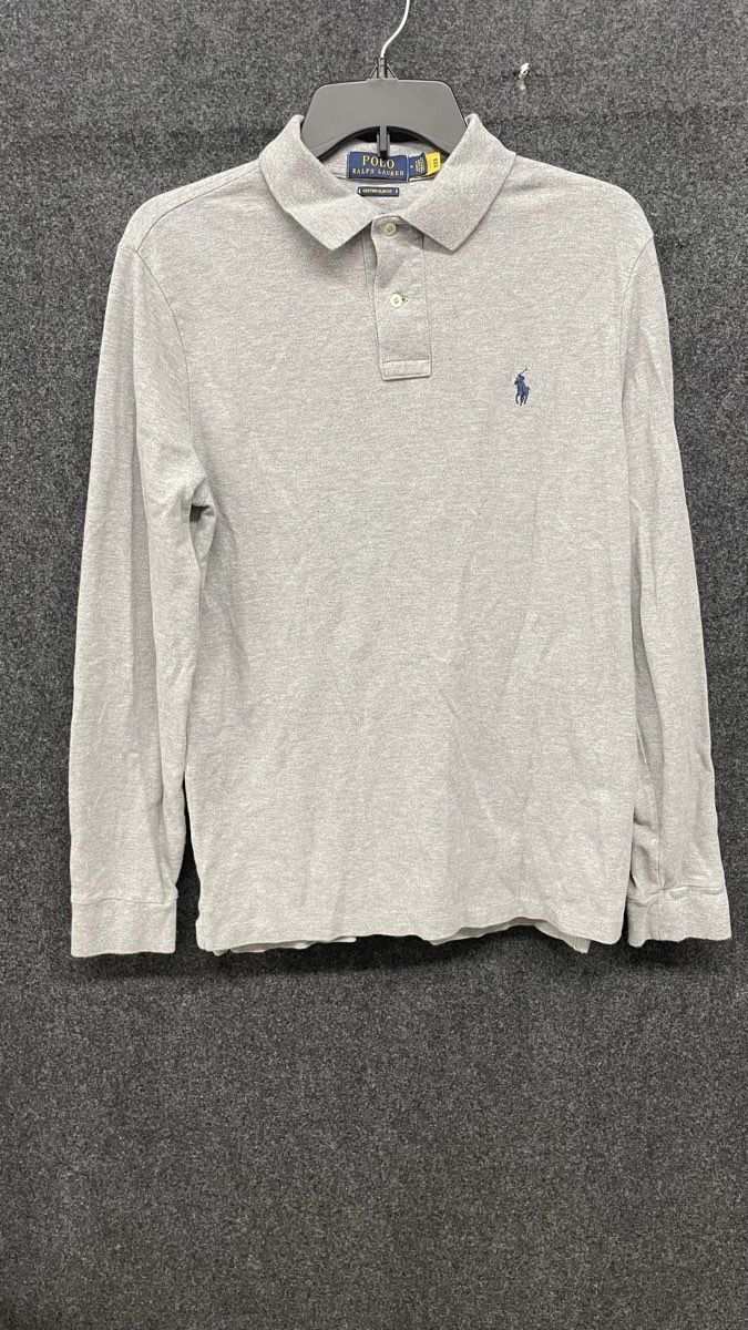 Polo Ralph Lauren Men's Gray Long Sleeve Custom Slim Fit Polo Shirt Sz M