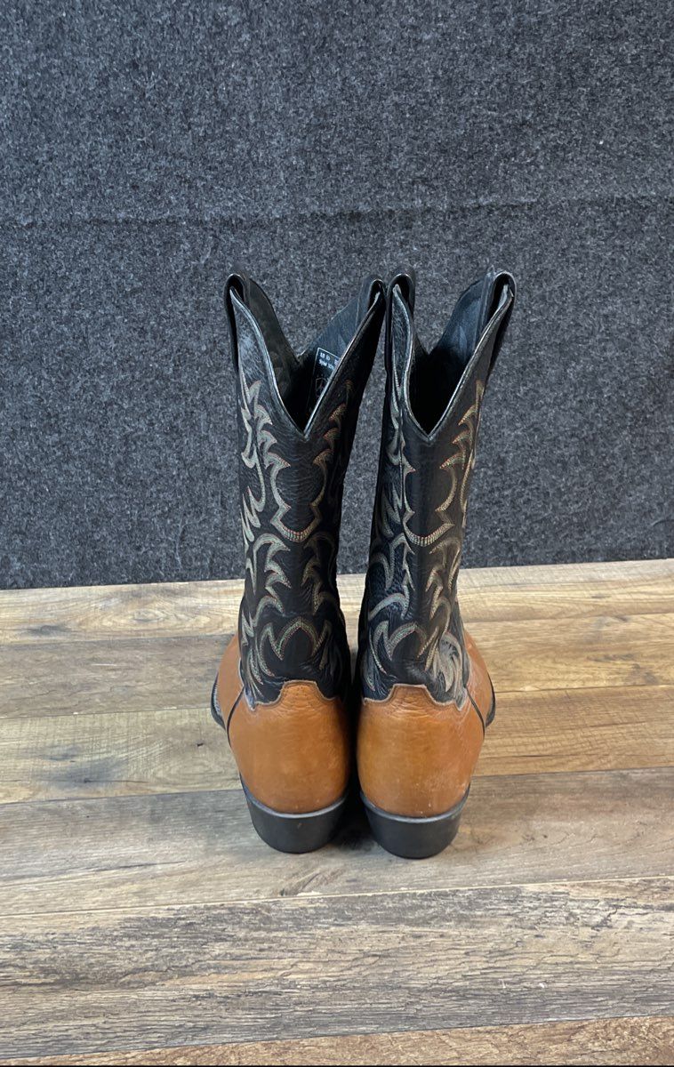 Ariat Men's Heritage Western R-Toe Black & Tan Leather Cowboy Boots Size 9D