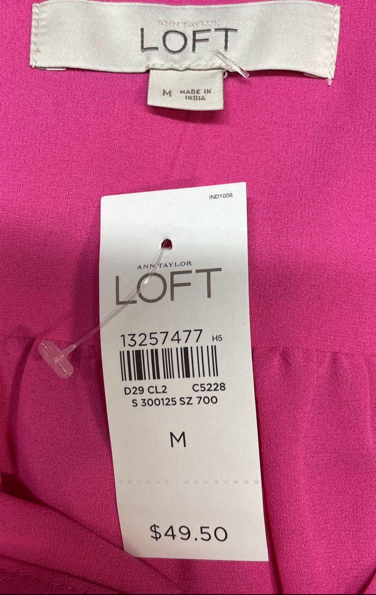 Loft Women's Pink Short Sleeve Button Down Blouse Chest Pockets Sz M NWT