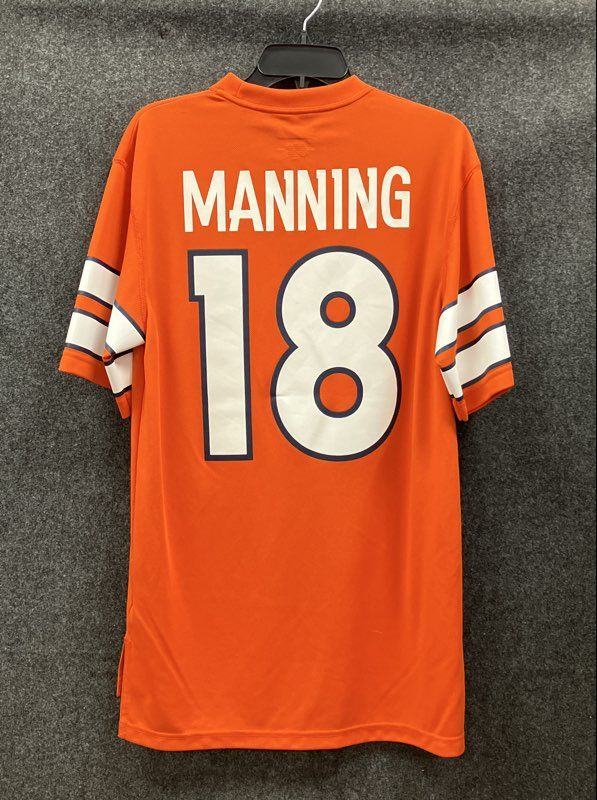 NFL Team Apparel Men's Denver Broncos Peyton Manning 18 Orange Jersey Sz M