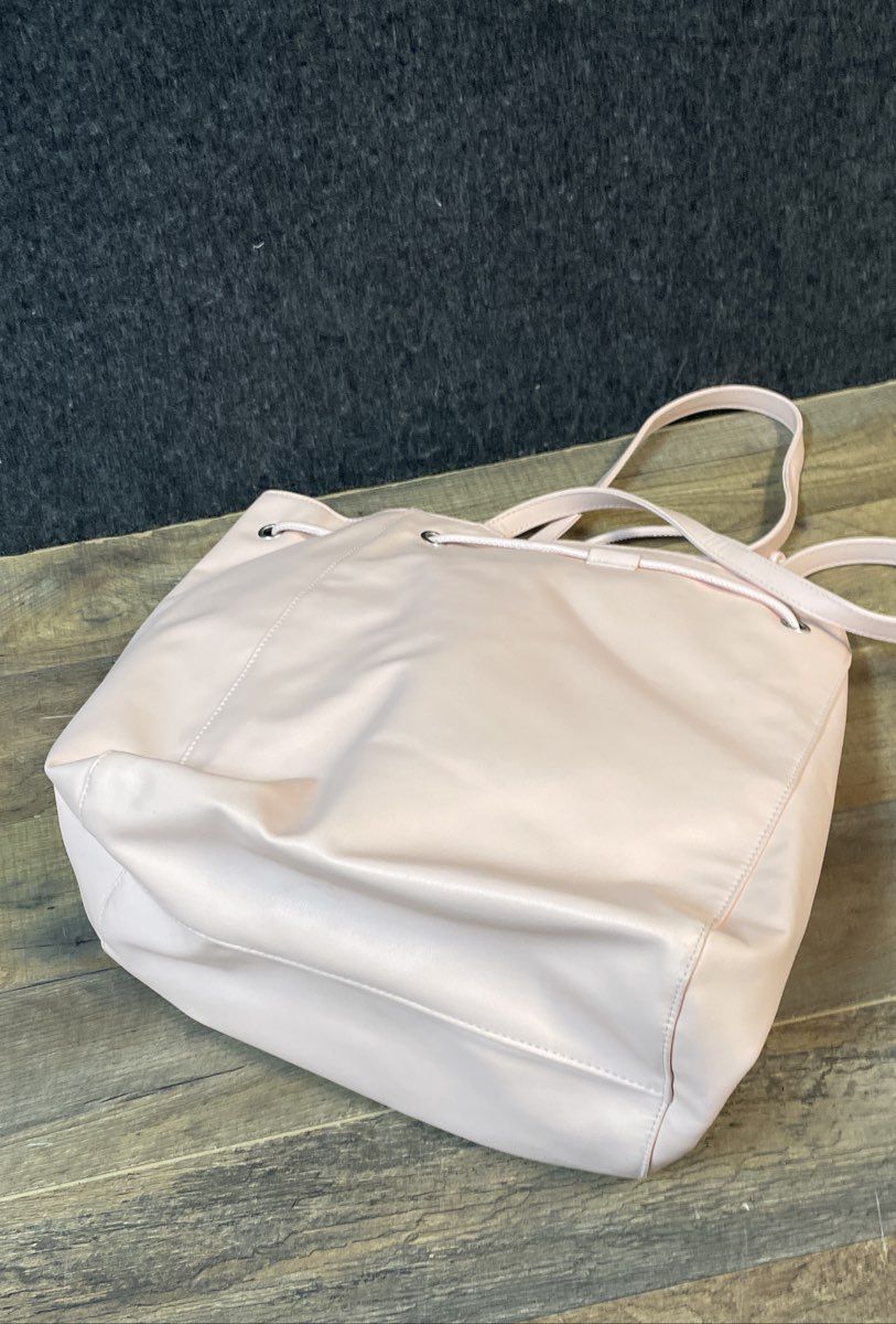 Ralph Lauren Romance Pink Faux Leather Drawstring Bucket Tote Bag