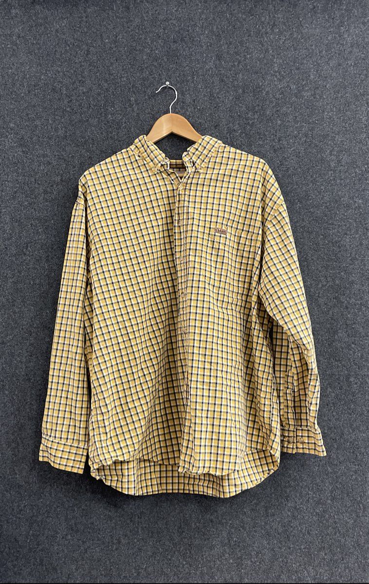 Carhartt Men's Yellow Plaid Long Sleeve Cotton Flannel Button Down Shirt Sz XL