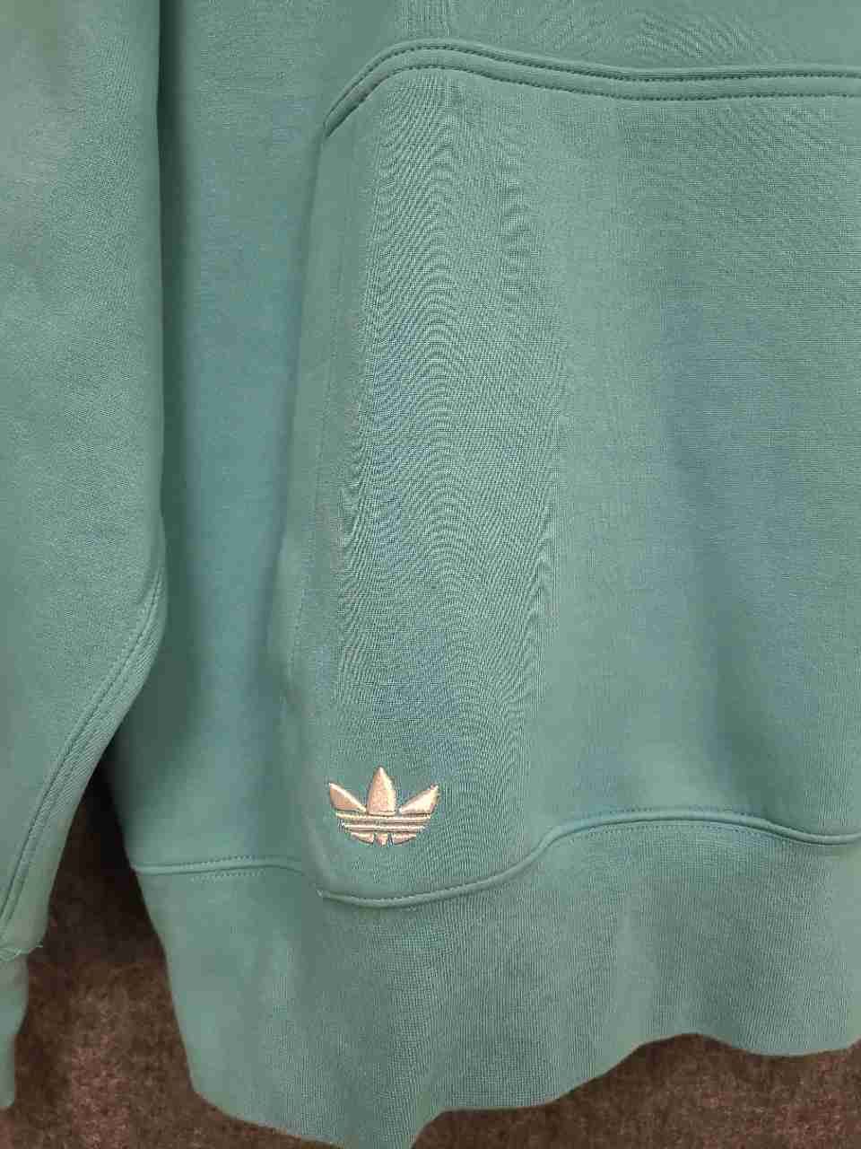 Adidas Originals Men's Teal Trefoil Logo Pullover Hoodie Sleeve Stripes Sz M