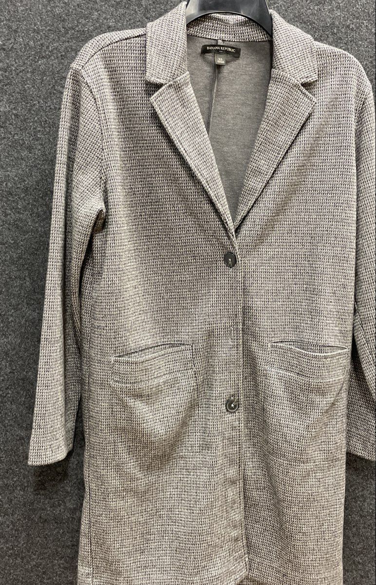 Banana Republic Women's Gray Micro Pattern Knit Blazer Coatigan Jacket Sz XS