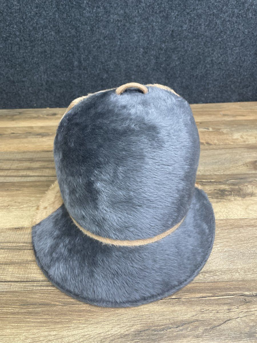 Vintage 80s Mr John Classic Faux Fur Bucket Hat Two Tone Gray Tan Tassel OS