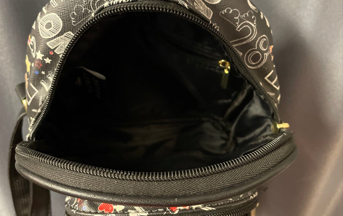 Disney Mickey Mouse Black Sketch Doodle Print Mini Backpack Gold Hardware 2020