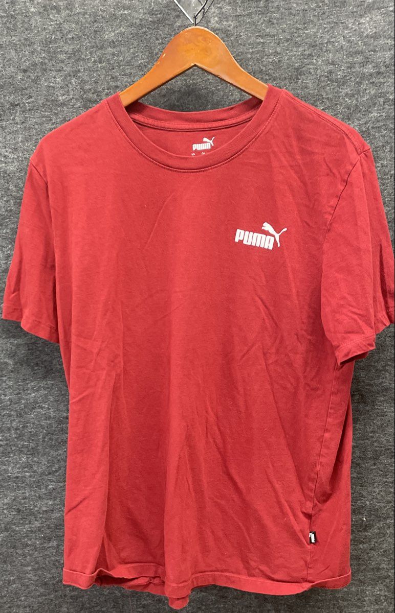 Puma Men's Red Short Sleeve Graphic Logo Tee T-shirt Crewneck Athletic Sz L