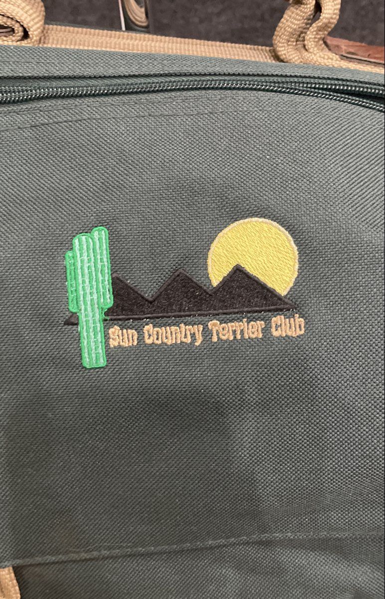 Vintage Sun Country Terrier Club Green Canvas Messenger Travel Bag Embroidered