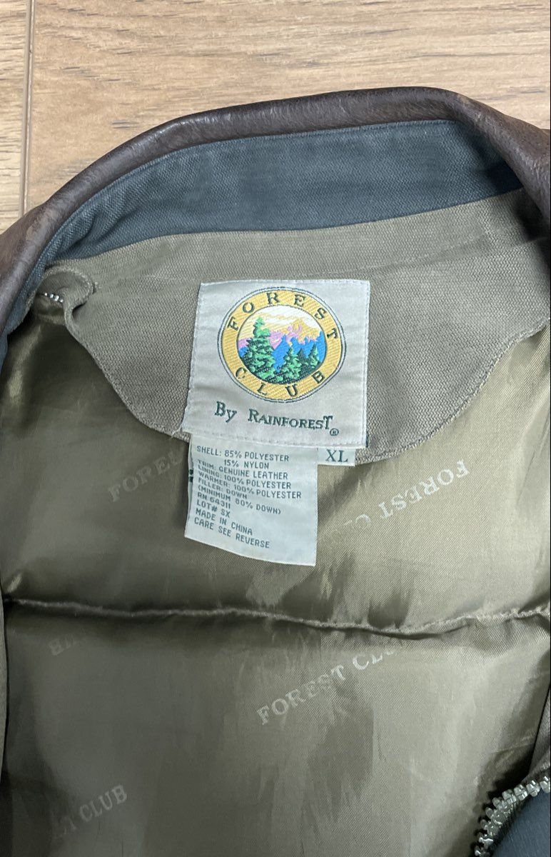 Vintage 90s Forest Club by Rainforest Down Puffer Jacket Leather Collar Sz XL
