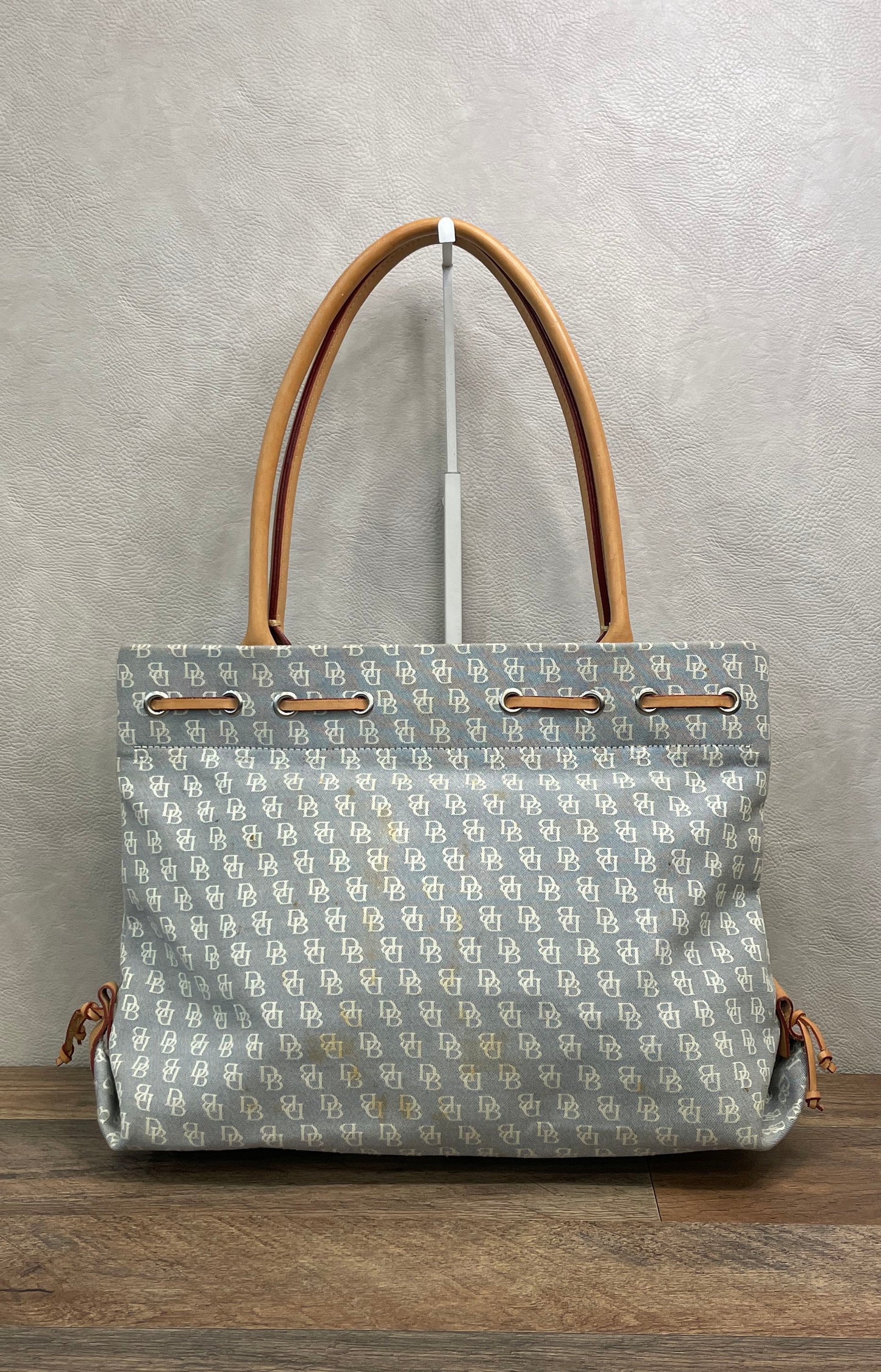 Vintage 90s Dooney & Bourke Blue Monogram Canvas Tote Bag Made in USA