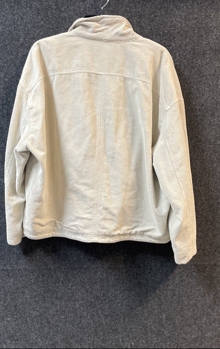 Zara Women's Cream Corduroy Boxy Oversized Single Button Blazer Jacket Sz M