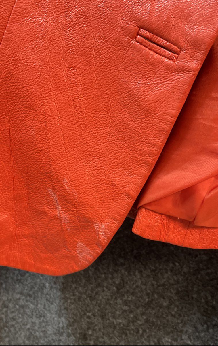 Vintage Y2K MetroStyle Women's Orange 100% Leather Blazer Jacket Sz 6