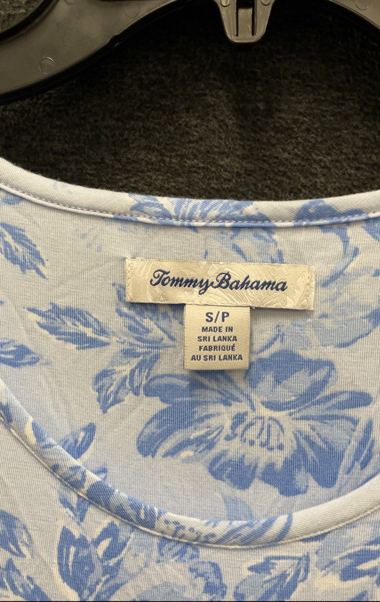 Tommy Bahama Women's Blue White Floral Rayon Spandex Maxi Dress Nightgown Sz S