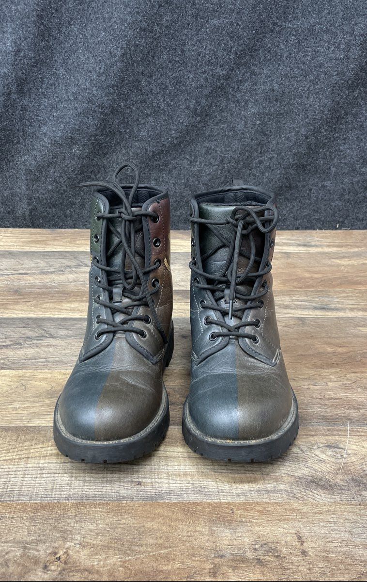 Harry Potter Hogwarts Crest House Colors Brown Lace-Up Combat Boots Size 9