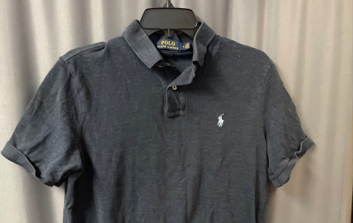 Polo Ralph Lauren Men's Navy Blue Heathered Cotton Short Sleeve Polo Shirt Sz M
