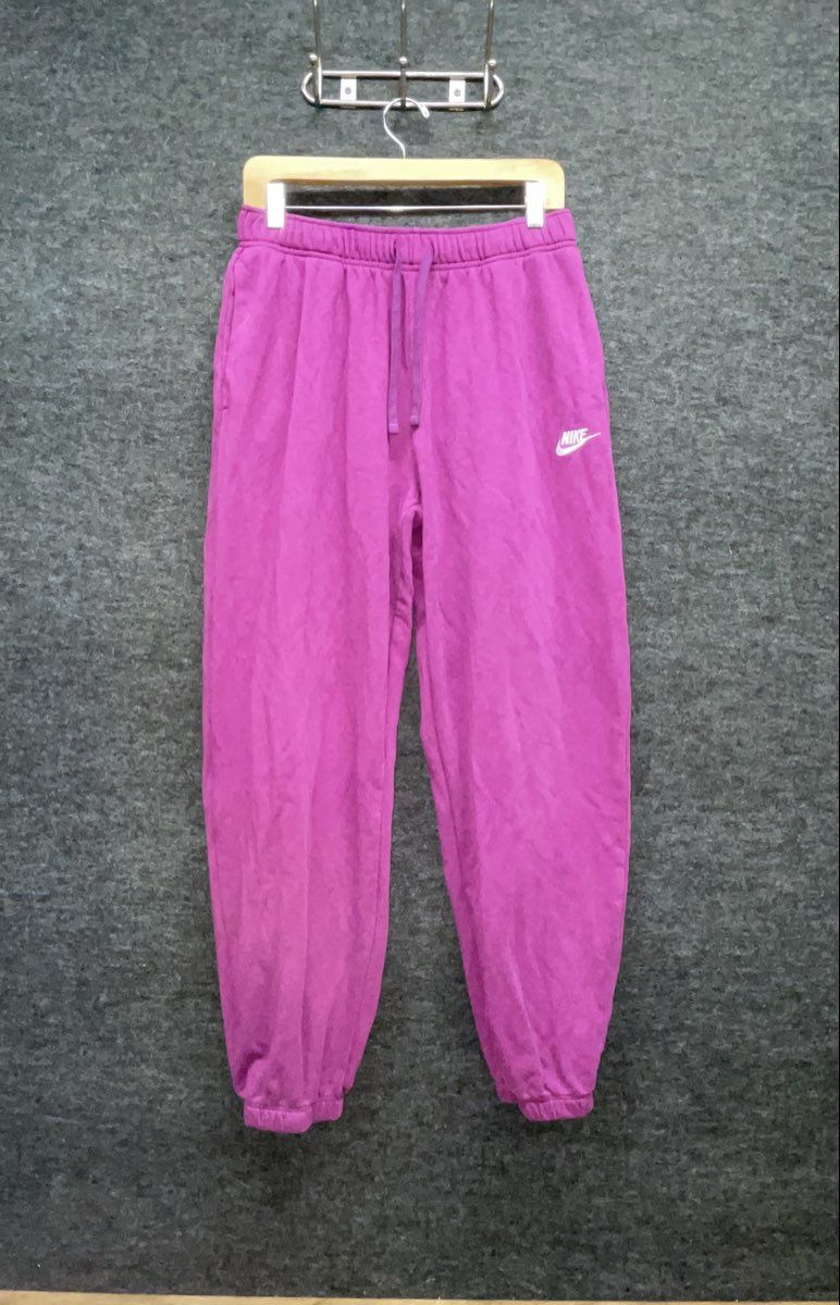 Nike Women's Club Fleece Joggers Purple Magenta Embroidered Sweatpants Sz M