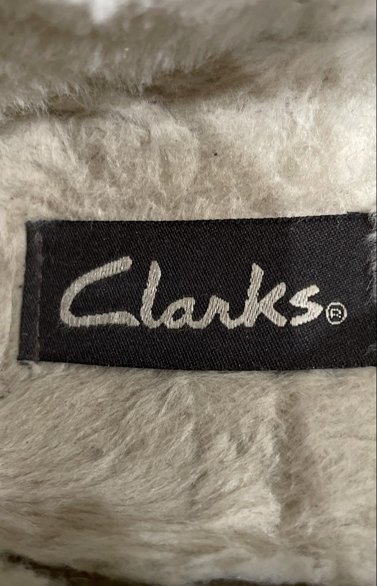 Clarks Brown Suede Faux Fur Lined Moccasin Slippers Women's Size 10W