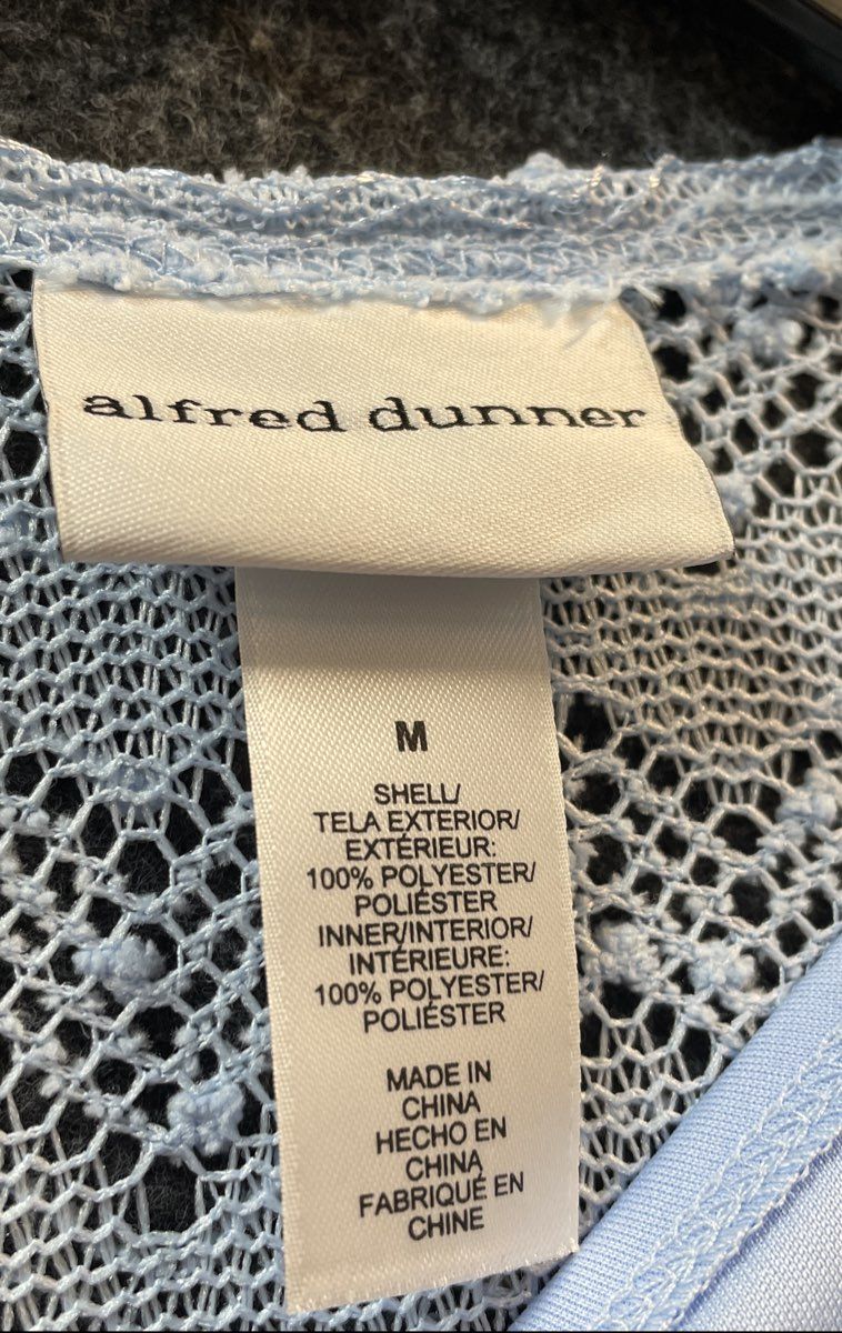 Alfred Dunner Women's Blue Lace Open Knit 2-in-1 Cardigan Sweater Sz M NWT