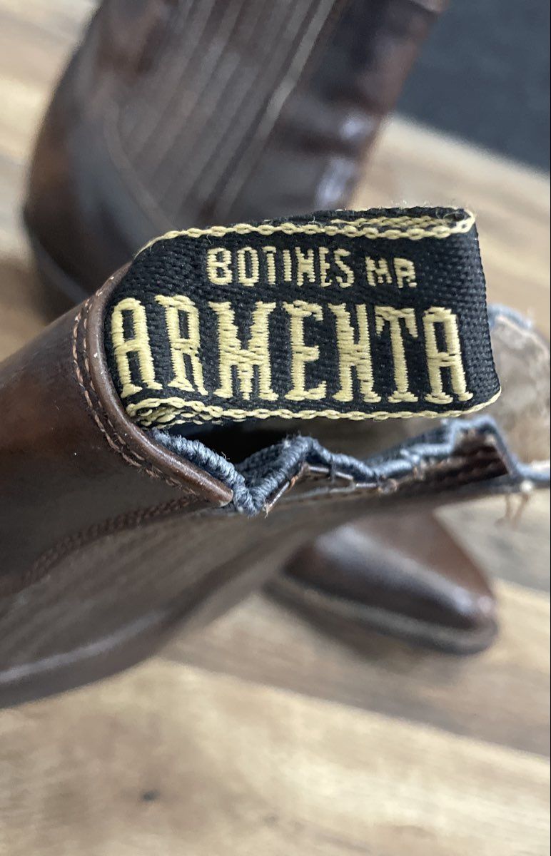 Armenta Brown Leather Western Cowboy Ankle Boots Men's 9