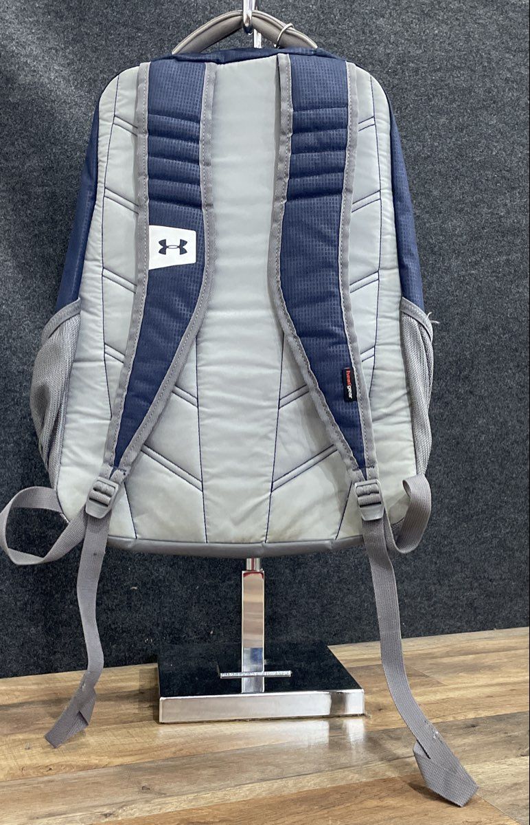 Under Armour Hustle Storm Blue Grey White Fabric Backpack Large