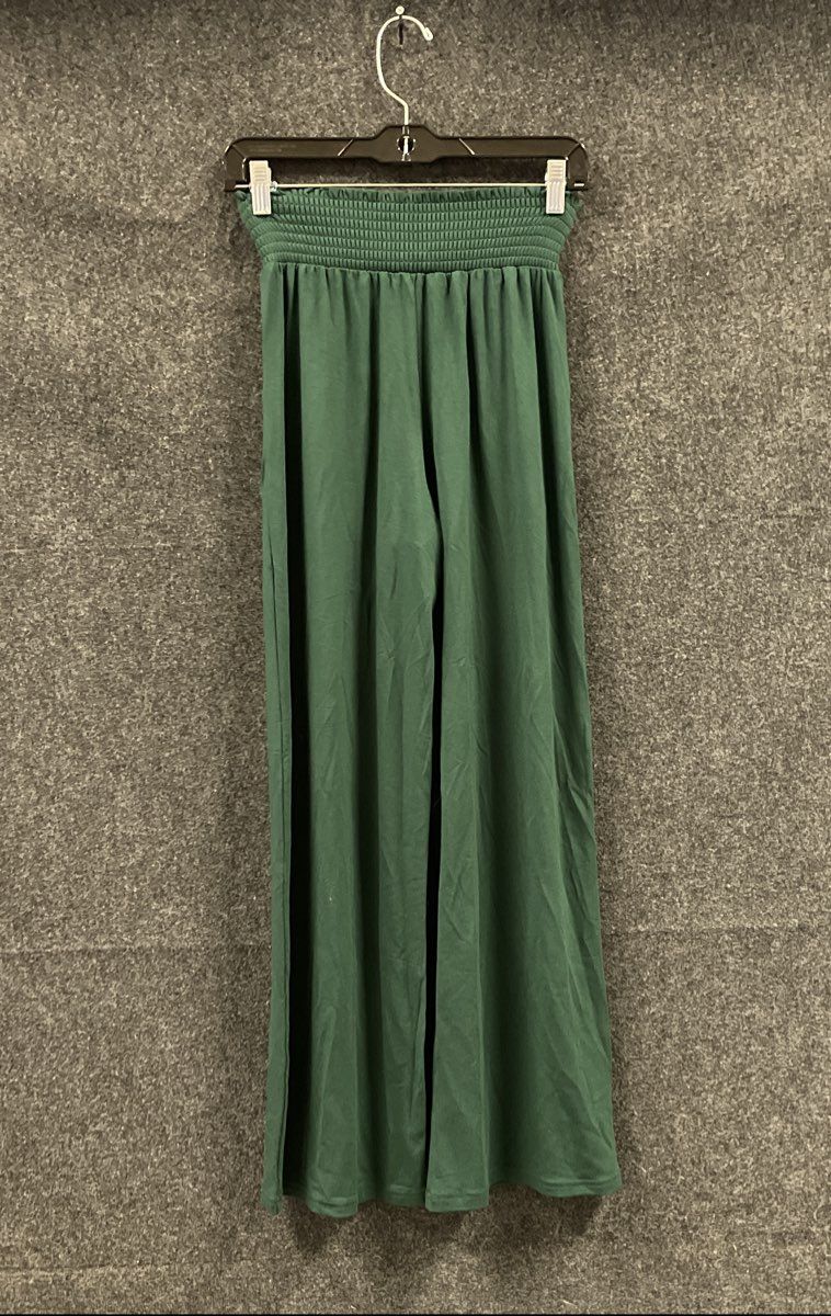 Urban Coco Women's Green Smocked High Waist Wide Leg Palazzo Pants NWT Size S