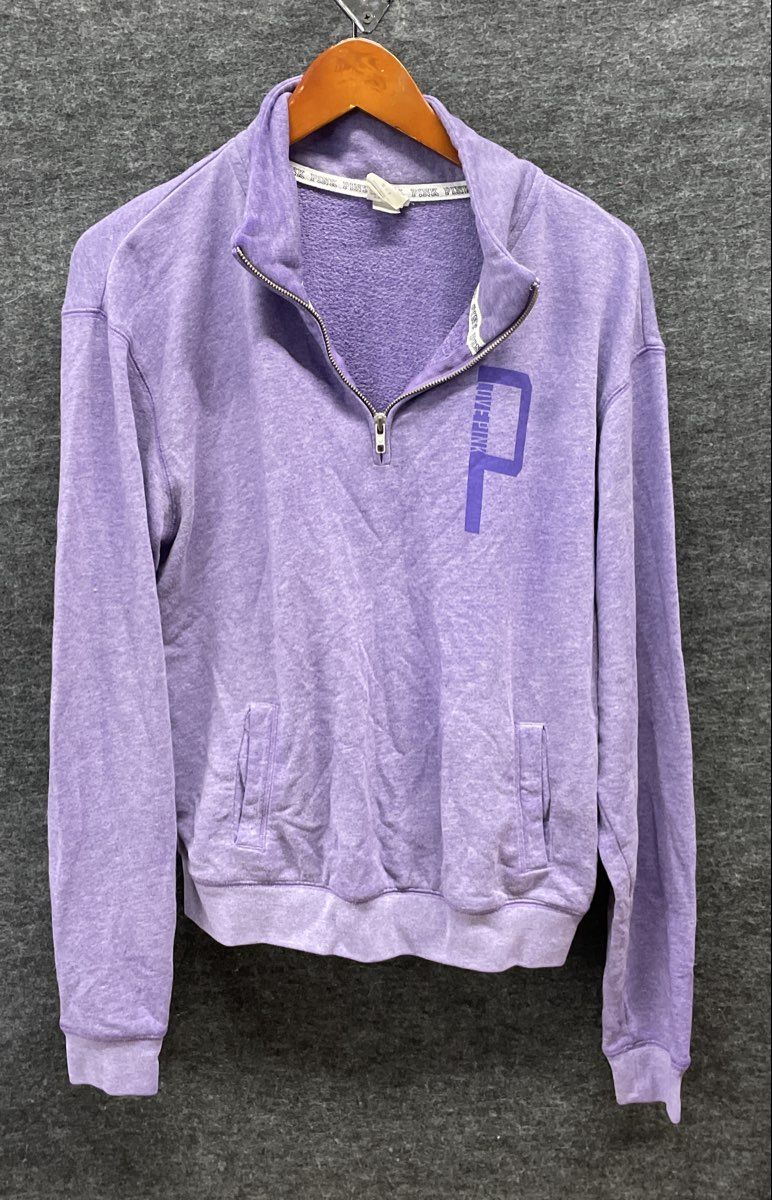 PINK Victoria's Secret Women's Purple Quarter Zip Sweatshirt Logo Sz S
