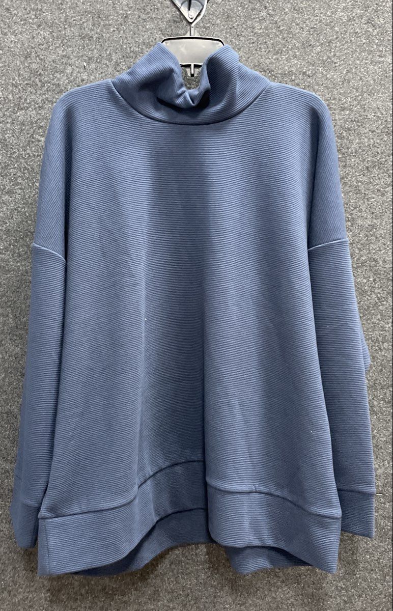 Banana Republic Women's Blue Ribbed Mock Neck Pullover Sweatshirt Sz XXL
