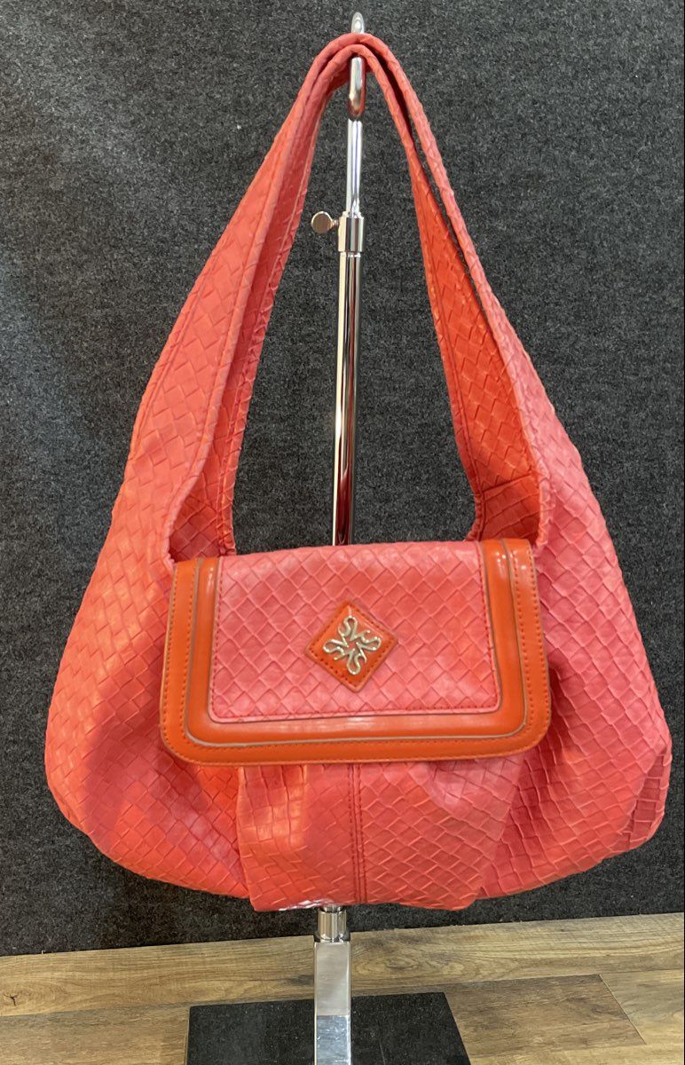 Simply Vera Vera Wang Pink Woven Faux Leather Hobo Shoulder Bag