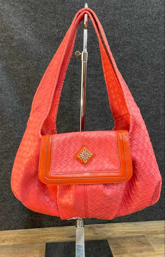 Simply Vera Vera Wang Pink Woven Faux Leather Hobo Shoulder Bag