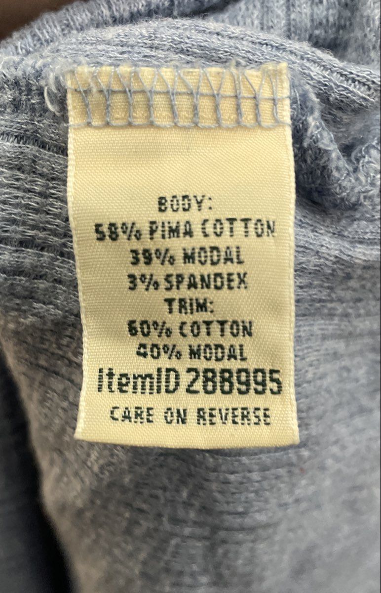 LL Bean Women's Blue Pima Cotton Modal Ribbed Henley Sweater Top Sz M
