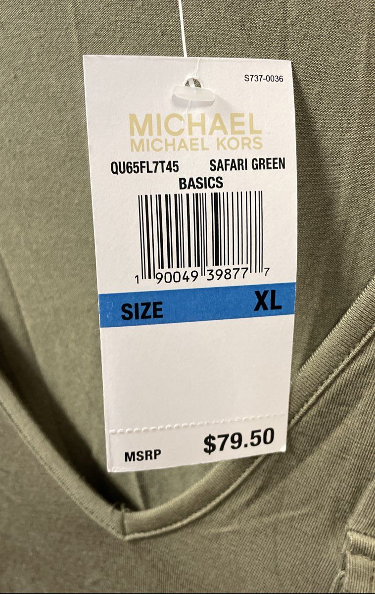 Michael Kors Women's Tunic Safari Green V-Neck Drawstring Roll-Tab Sleeve NWT XL