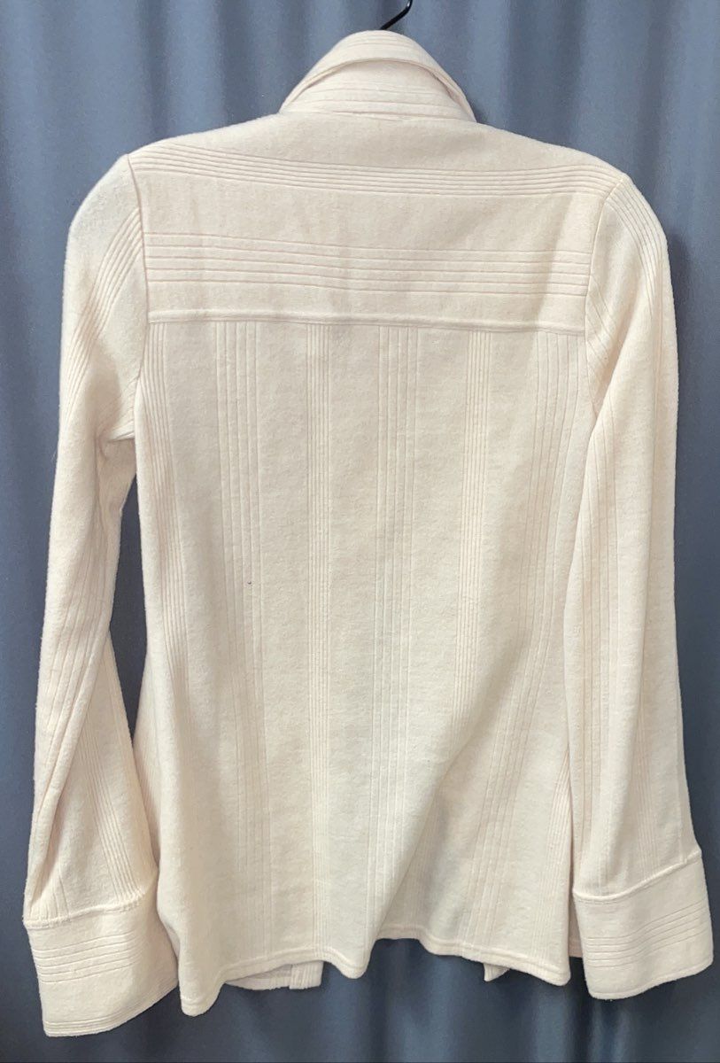 Pilcro Women's Cream Ribbed Knit Snap Front Button Up Sweater Top Sz XS