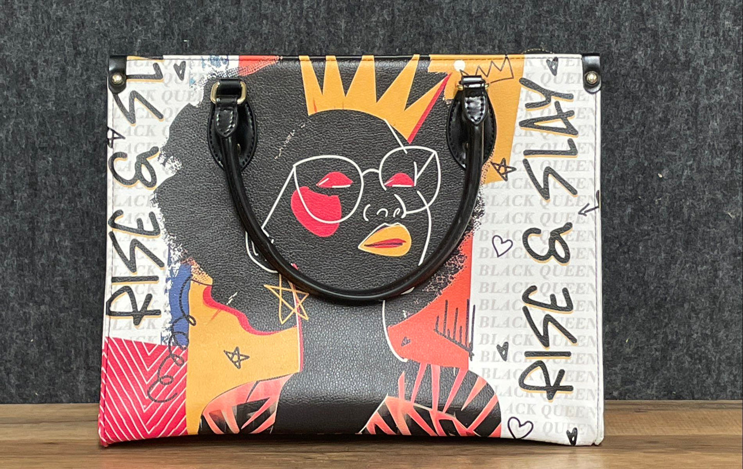 Afroyla Coconut White Aina Handbag Graphic Art Rise Slay Black Queen Satchel
