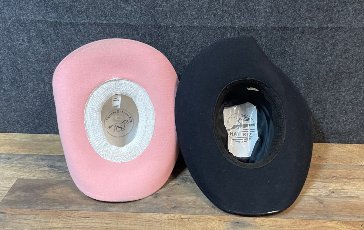 Western Express & Hat Biz Cowboy Hats Lot of 2 Pink & Black Western Sz S/M