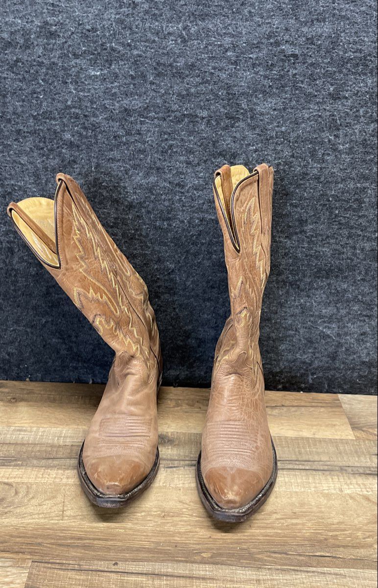 Old West LF 1529 Tan Brown Leather Western Cowboy Boots Women's Size 5.5