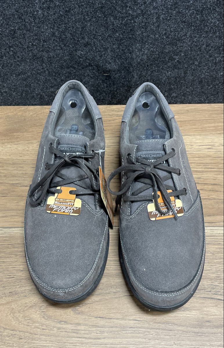 Skechers Relaxed Fit Resment Korver Charcoal Grey Leather Shoes Size 12 NWT