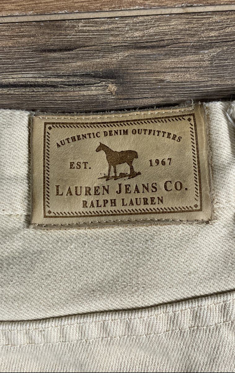 Lauren Jeans Co. Ralph Lauren Women's Tan Crochet Lace Applique Trim Jeans Sz 8