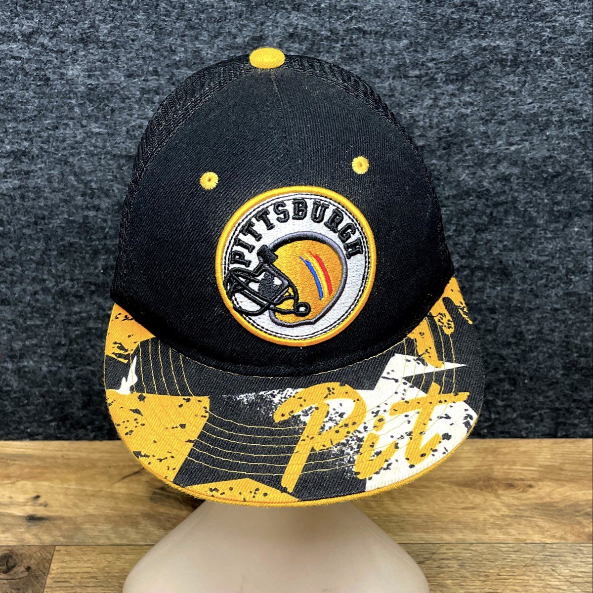 Professional Style Men's Pittsburgh Helmet Trucker Hat Snapback Black Yellow
