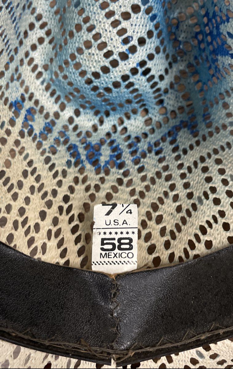 Sombreros Joaquin Men's Blue Cream Ombre Vented Straw Cowboy Hat Mexico Sz 7 1/4