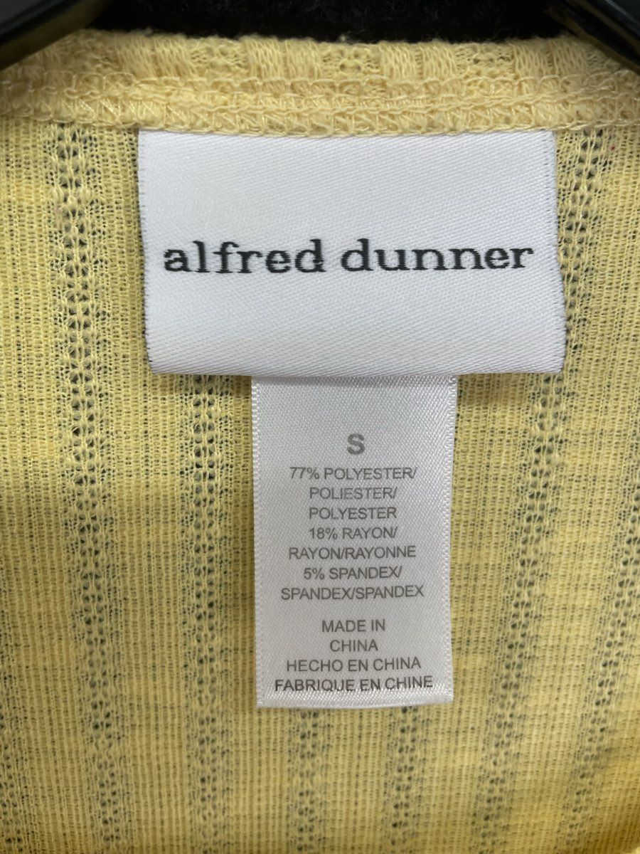 Alfred Dunner Women's Yellow Ribbed Textured Twin Set Cardigan Shell Shirt Sz S