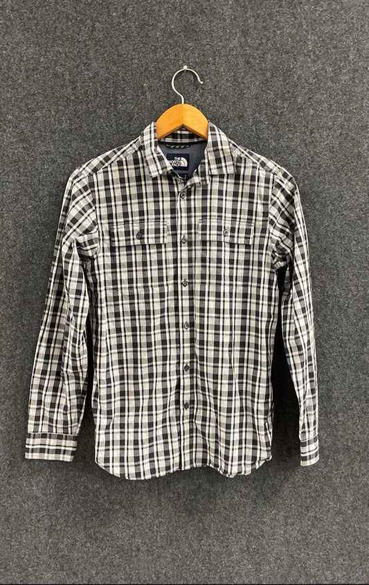 The North Face Men's Long Sleeve Button Up Shirt Black White Gray Plaid Size S