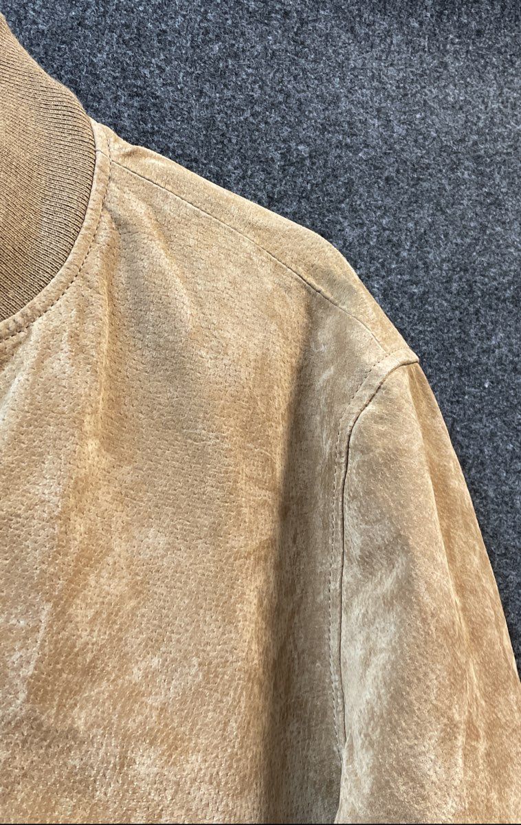FLAVOR Men's Brown Pig Leather Suede Bomber Jacket Air Force Style Sz S