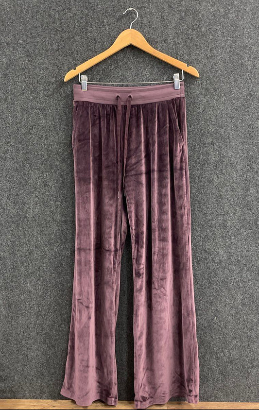 Victoria's Secret Women's Purple Ribbed Velour Wide Leg Drawstring Pants Sz M