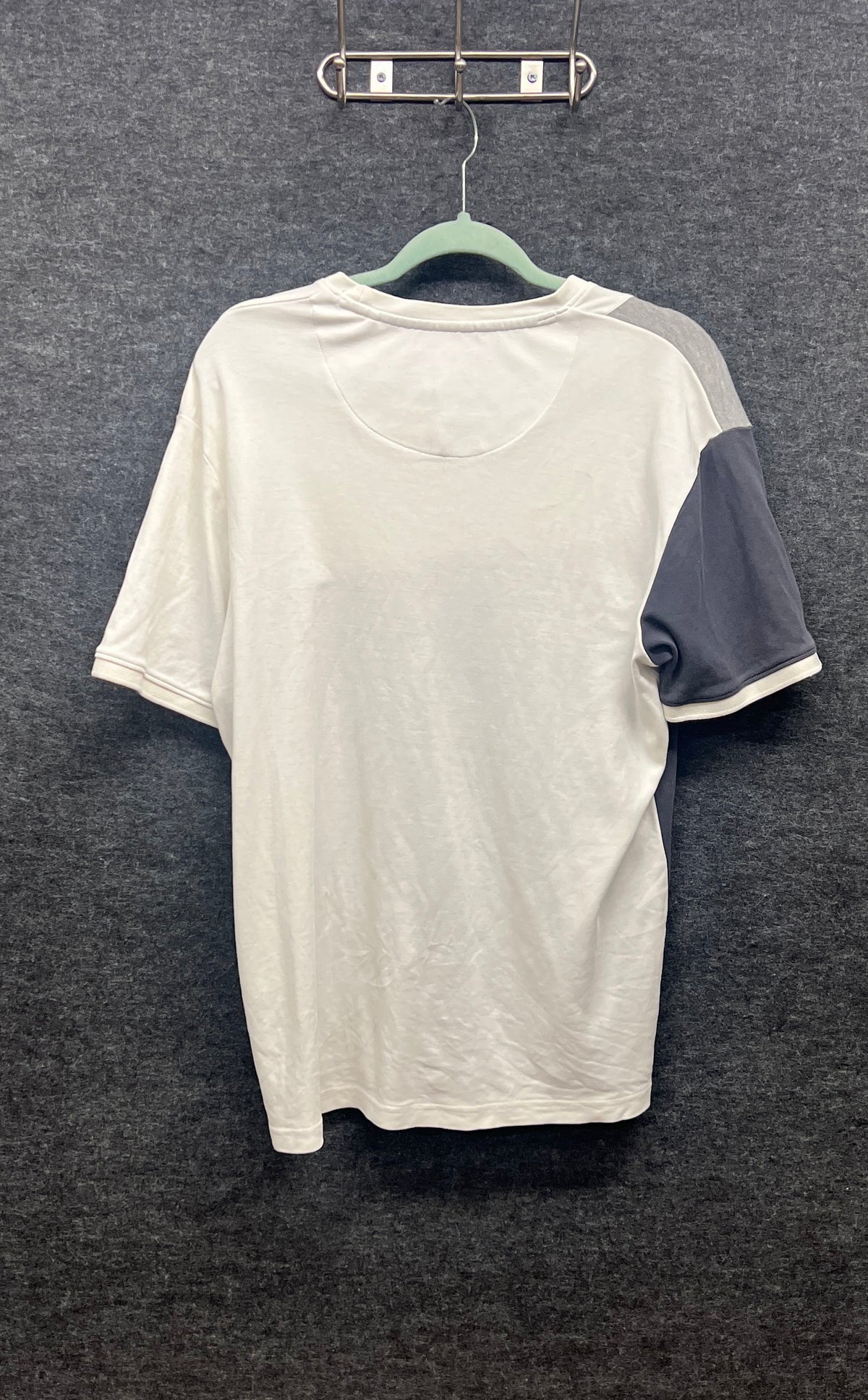 Denim & Flower Ricky Singh Men's White Gray Colorblock T-shirt Sz L