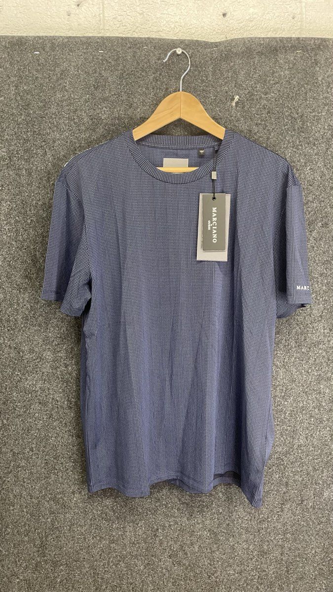 Marciano by Guess Men's Navy Patterned Formal Performance T-Shirt Sz L NWT