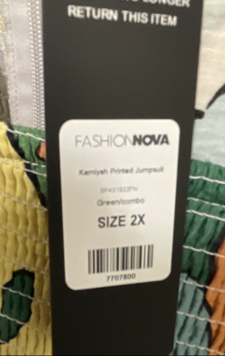Fashion Nova Women's Kamiyah Printed Jumpsuit Multicolor Green Abstract NWT 2X