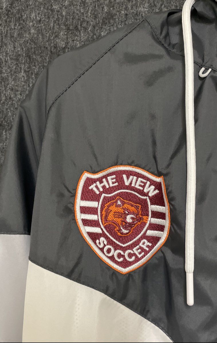 Nike Men's Windrunner Hooded Jacket Black White Gray The View Soccer Patch S